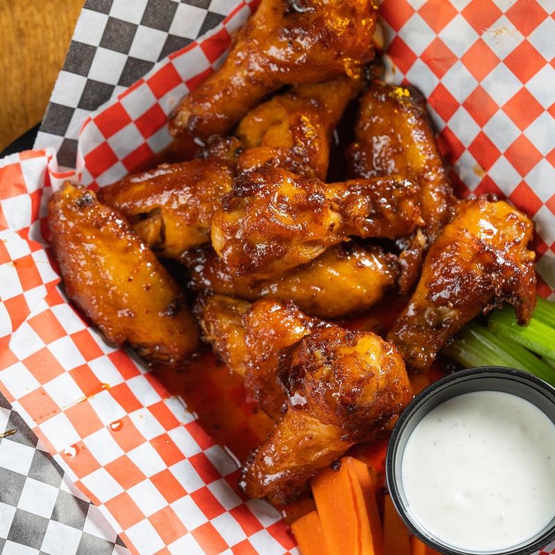 Rock Chicken Wings, with celery, carrots and dressing